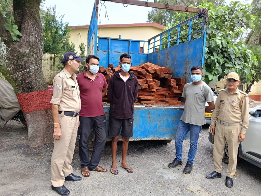 पुलिस को मिली कामयाबी, अवैध रूप से तुन की लकड़ी ले जा रहे तीन  दबोचे