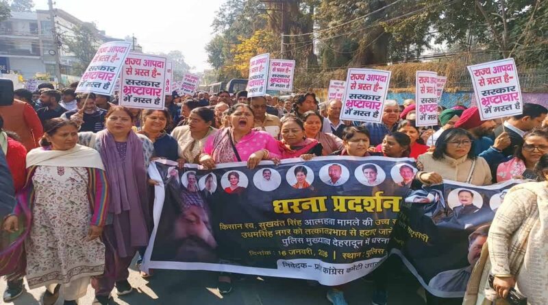 कांग्रेस ने किसान आत्महत्या प्रकरण पर किया पुलिस मुख्यालय कूच, पुलिस के साथ जमकर हुई धक्का-मुक्की