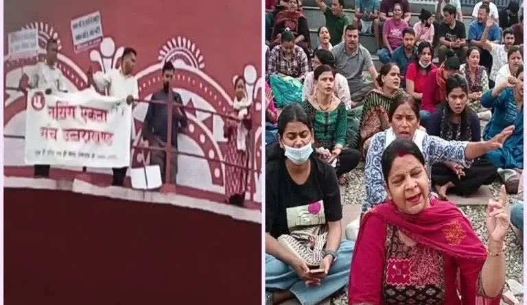 156 दिन बाद उग्र हुआ नर्सिंग भर्ती आंदोलन, पानी की टंकी पर चढ़े अभ्यर्थी और महिला कांग्रेस अध्यक्ष