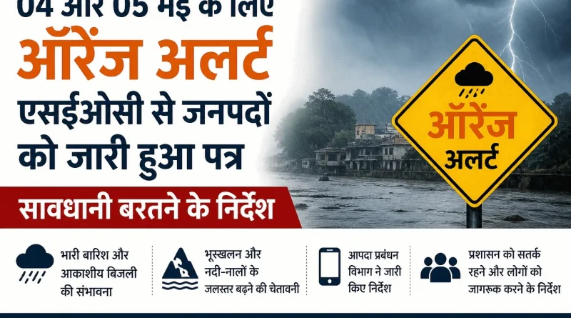 04 और 05 मई के लिए आरेंज अलर्ट एसईओसी से जनपदों को जारी हुआ पत्र, सावधानी बरतने के निर्देश