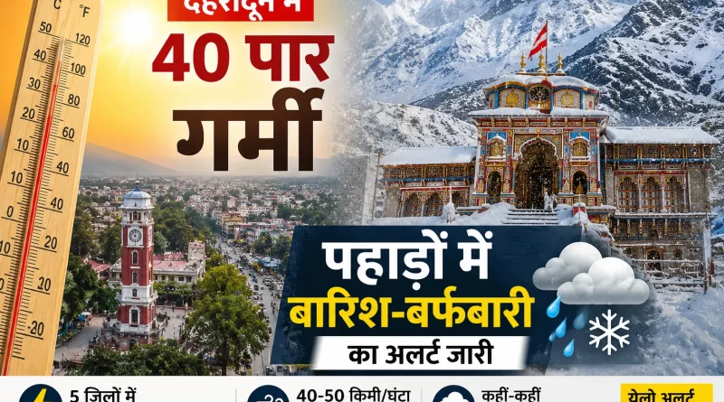 देहरादून में 40 पार गर्मी, पहाड़ों में बारिश-बर्फबारी का अलर्ट जारी