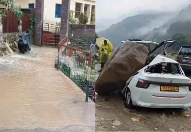 मूसलाधार बारिश का कहर: जलभराव, कार पर गिरा पत्थर, 17 सड़कें बंद, जनजीवन अस्त-व्यस्त