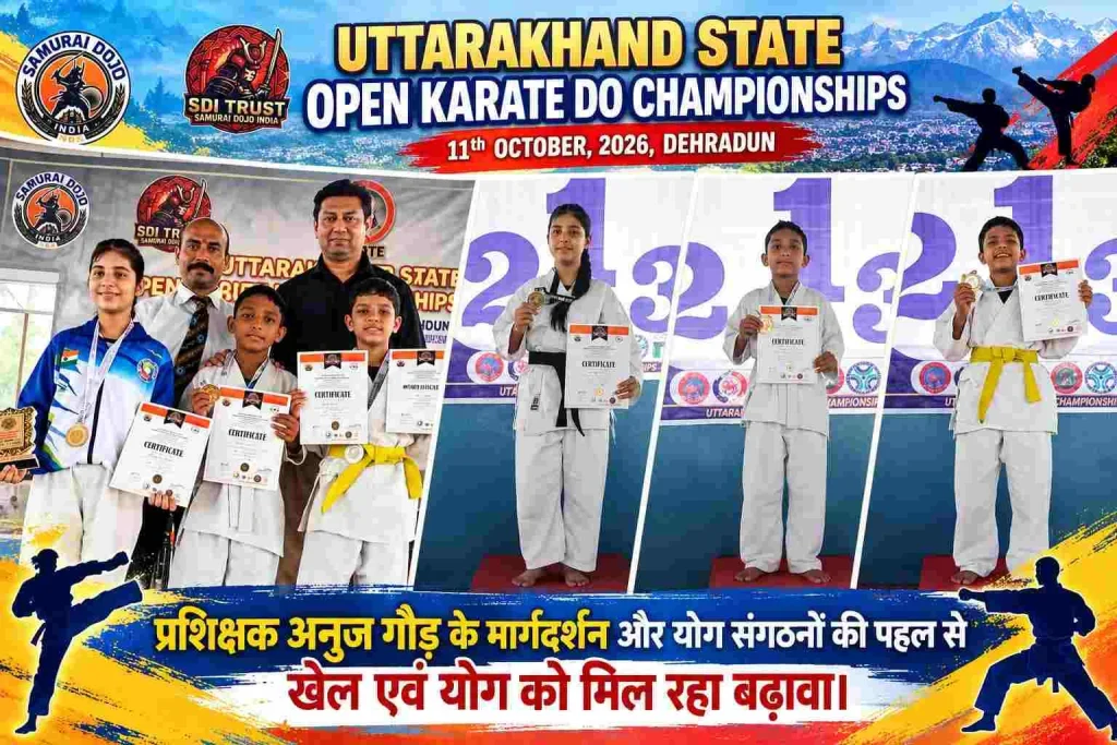 प्रशिक्षक अनुज गौड़ के मार्गदर्शन और योग संगठनों की पहल से खेल एवं योग को मिल रहा बढ़ावा; उत्तराखंड स्टेट ओपन कराटे चैंपियनशिप में बच्चों का शानदार प्रदर्शन